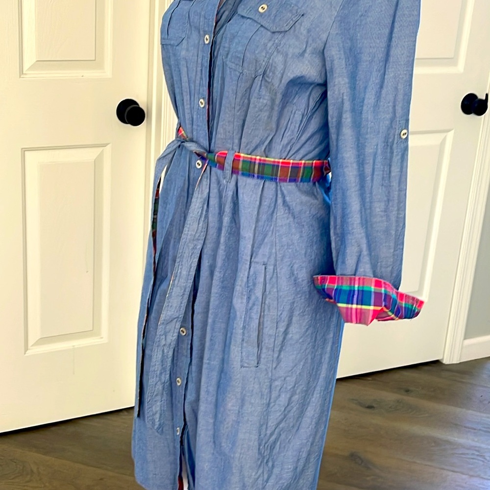 Tommy Hilfiger Chambray Denim Utility Shirtdress Reversible Belt Long Sleeve -S - Picture 9 of 14
